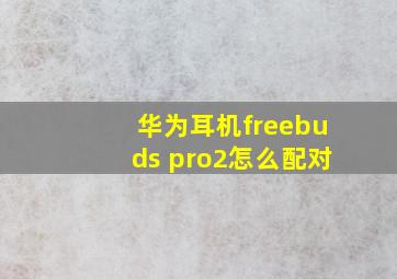 华为耳机freebuds pro2怎么配对